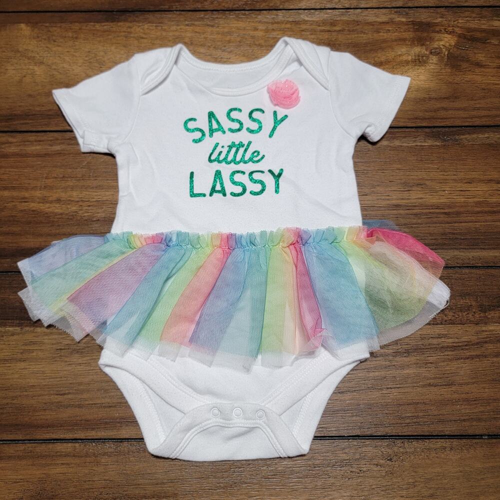 Celebrate! Infant Body Suit w/ Tulle Skirt "Sassy Little Lassy" - Size 6-9M